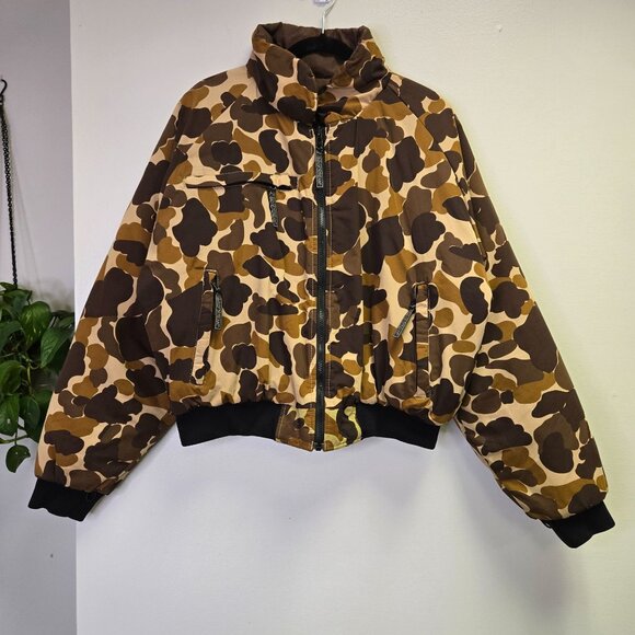 Vintage Field & Stream Camouflage Hunting Jacket Frog Skin Camo Brown Tan  Size - Picture 1 of 14